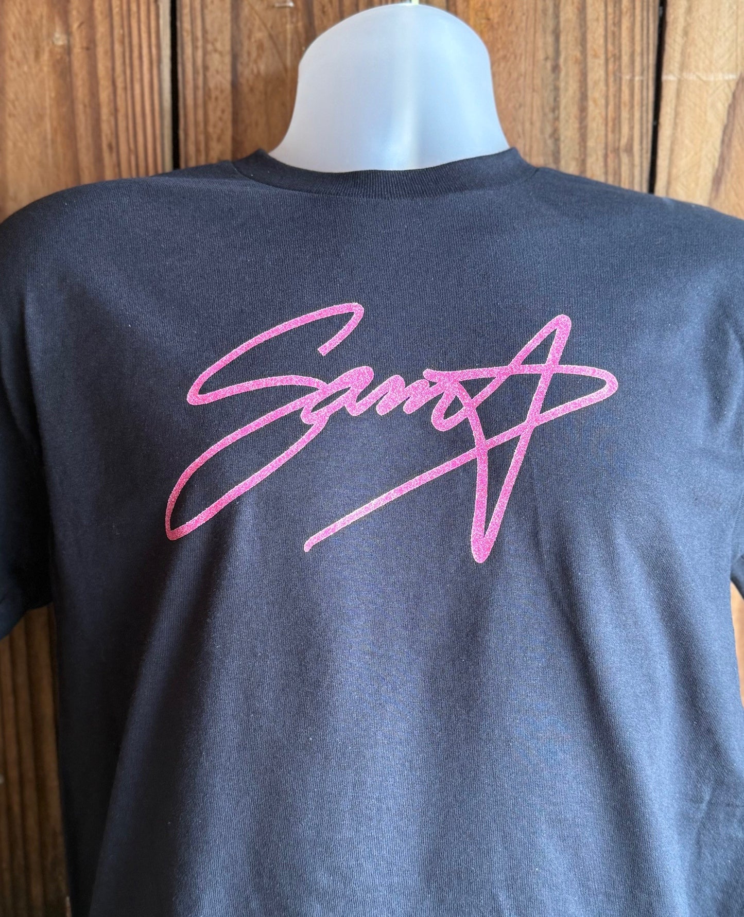 The Sam Star Tshirt Black with PINK glitter