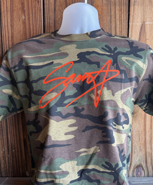 The Sam Star CAMO Tshirt with orange signature