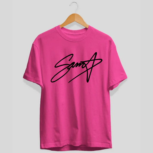 The OG Sam Star Tshirt Pink with black signature
