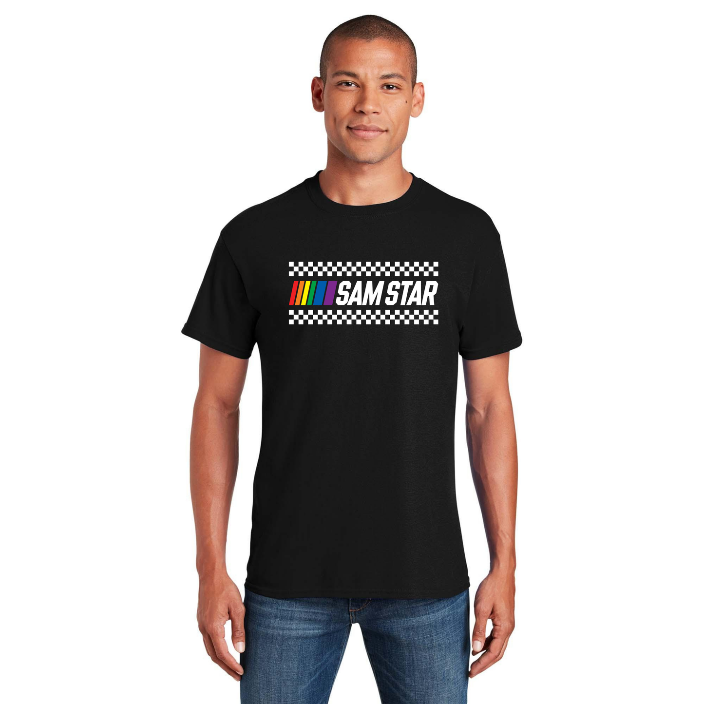 Sam Star Racing graphic T-shirt with racing stripes