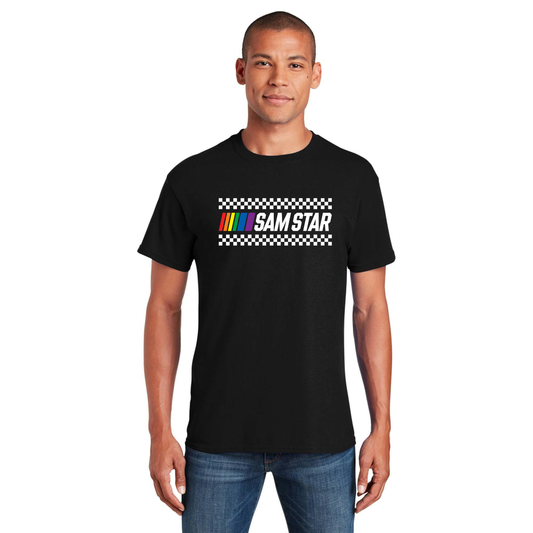 Sam Star Racing graphic T-shirt with racing stripes